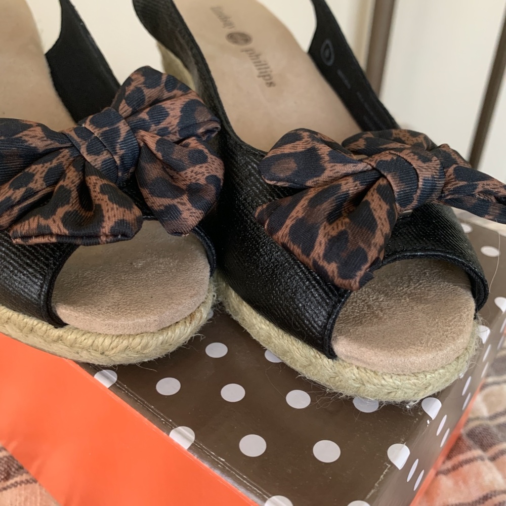 Lindsay Philips Black sling back espadrilles